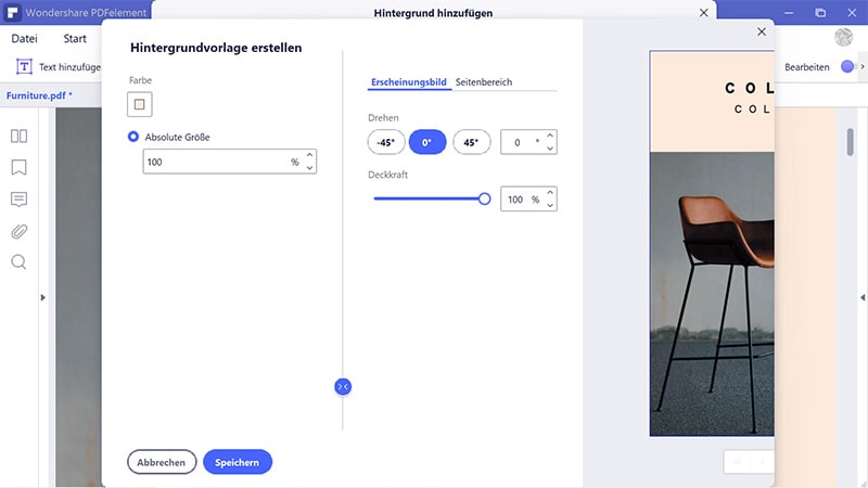 PDF Hintergrund hinzufügen