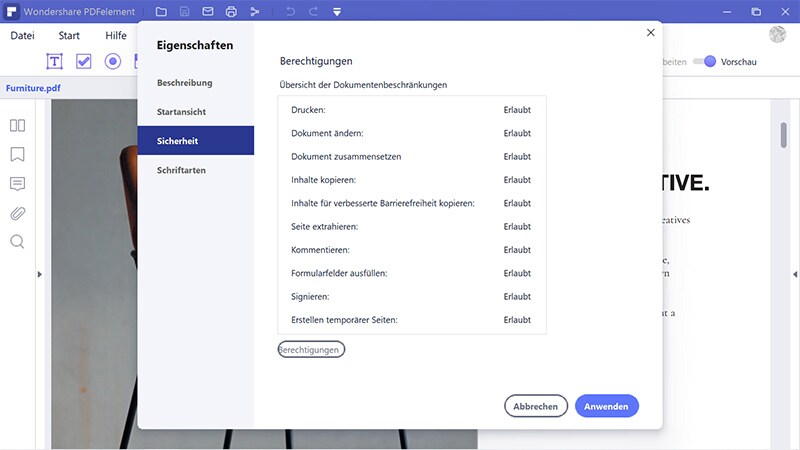 PDF-Berechtigung überprüfen