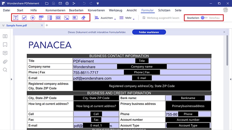 wie Sie ein Formular in Word 2016 erstellen