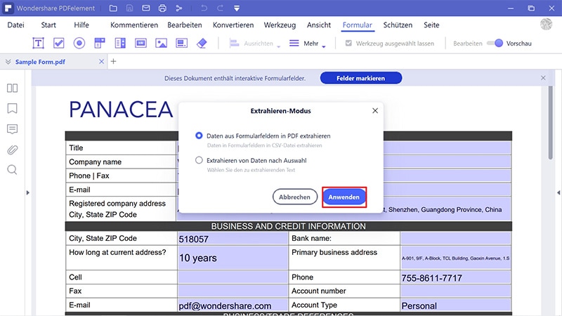 PDF-Formulardaten in Excel exportieren