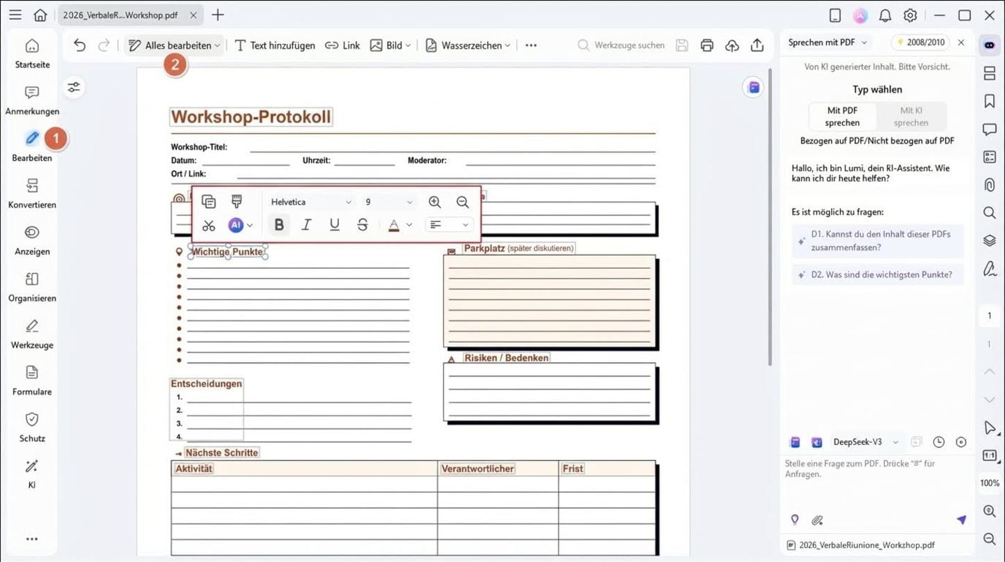 Vollmachtsformular bearbeiten