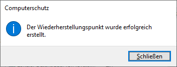 Wiederherstellungspunkt erstellen