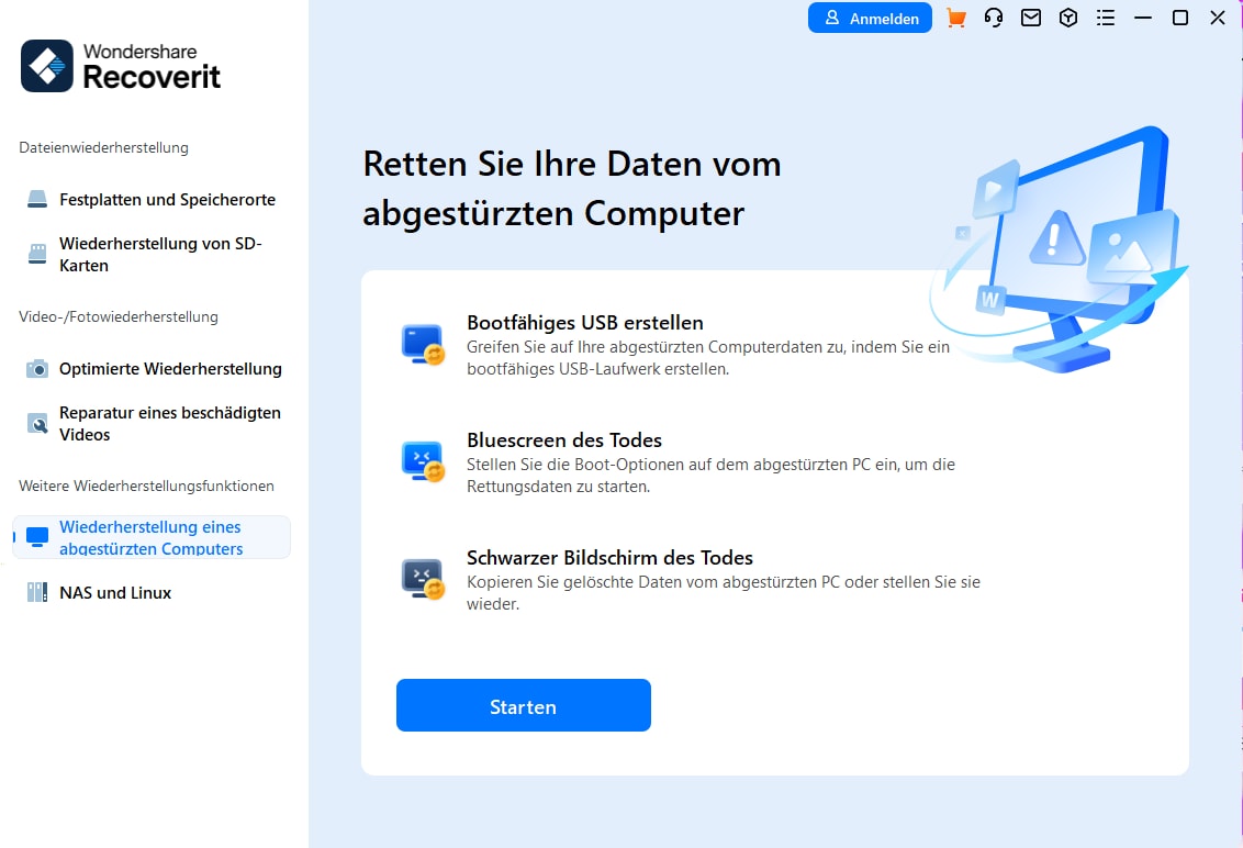 Wiederherstellung nach Systemabsturz