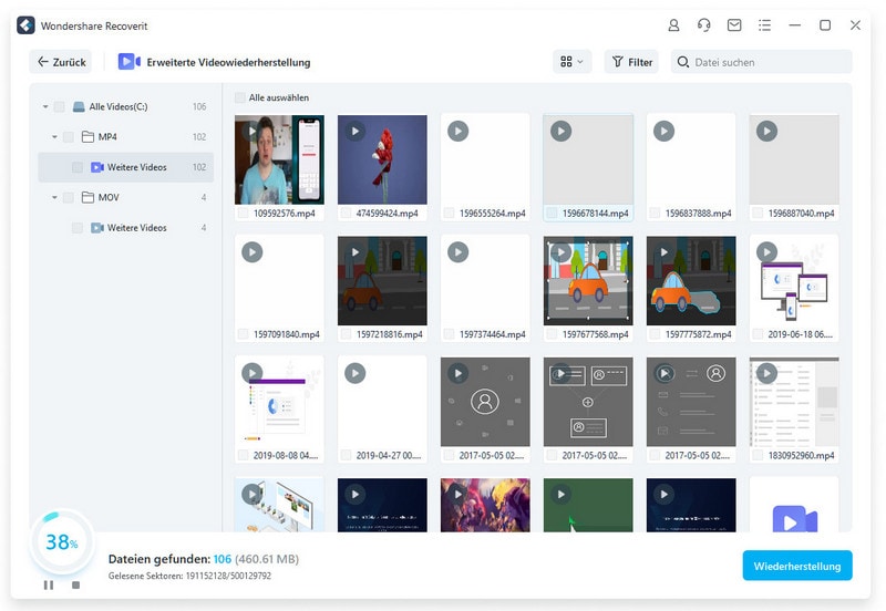 Videodateien wiederherstellen