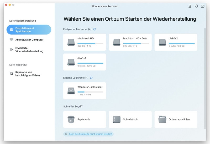 Wiederherstellung verlorener Dateien auf dem Mac