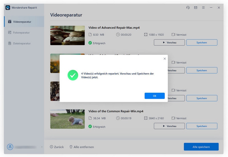 popup fenster zur vorschau und speicherung des videos