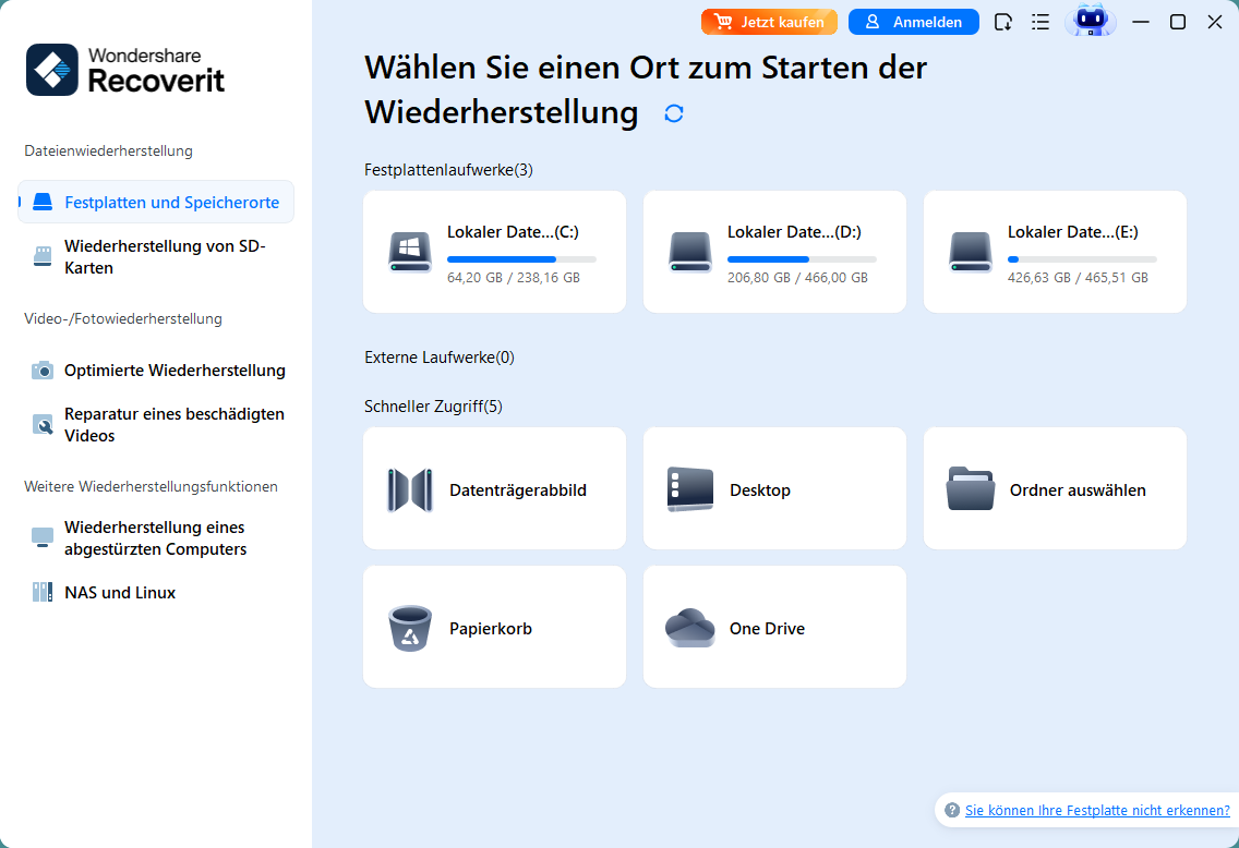 Datenrettung von externer Festplatte