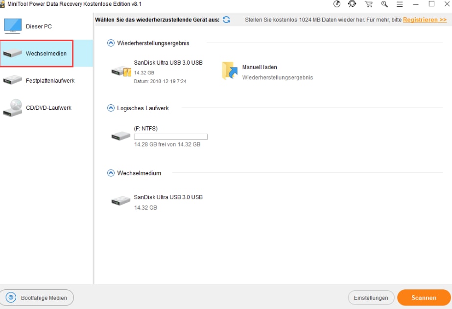Tool zur USB-Wiederherstellung Tool zur USB-Wiederherstellung