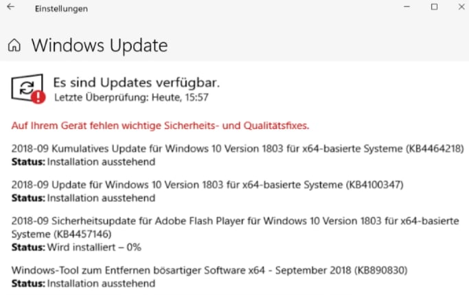 Windows Sicherheit Updates