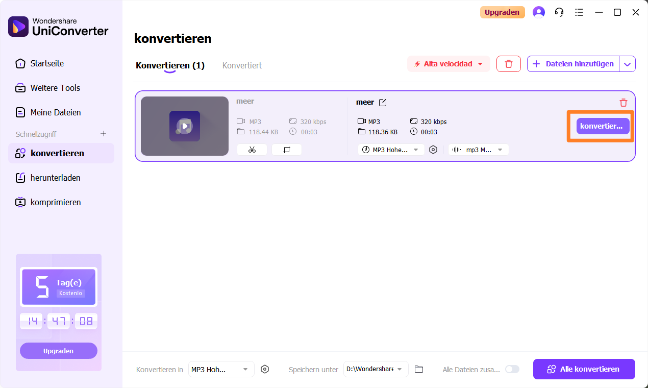 Konvertieren in MP3