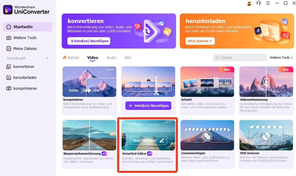 uniconverter Unteltitel-Editor