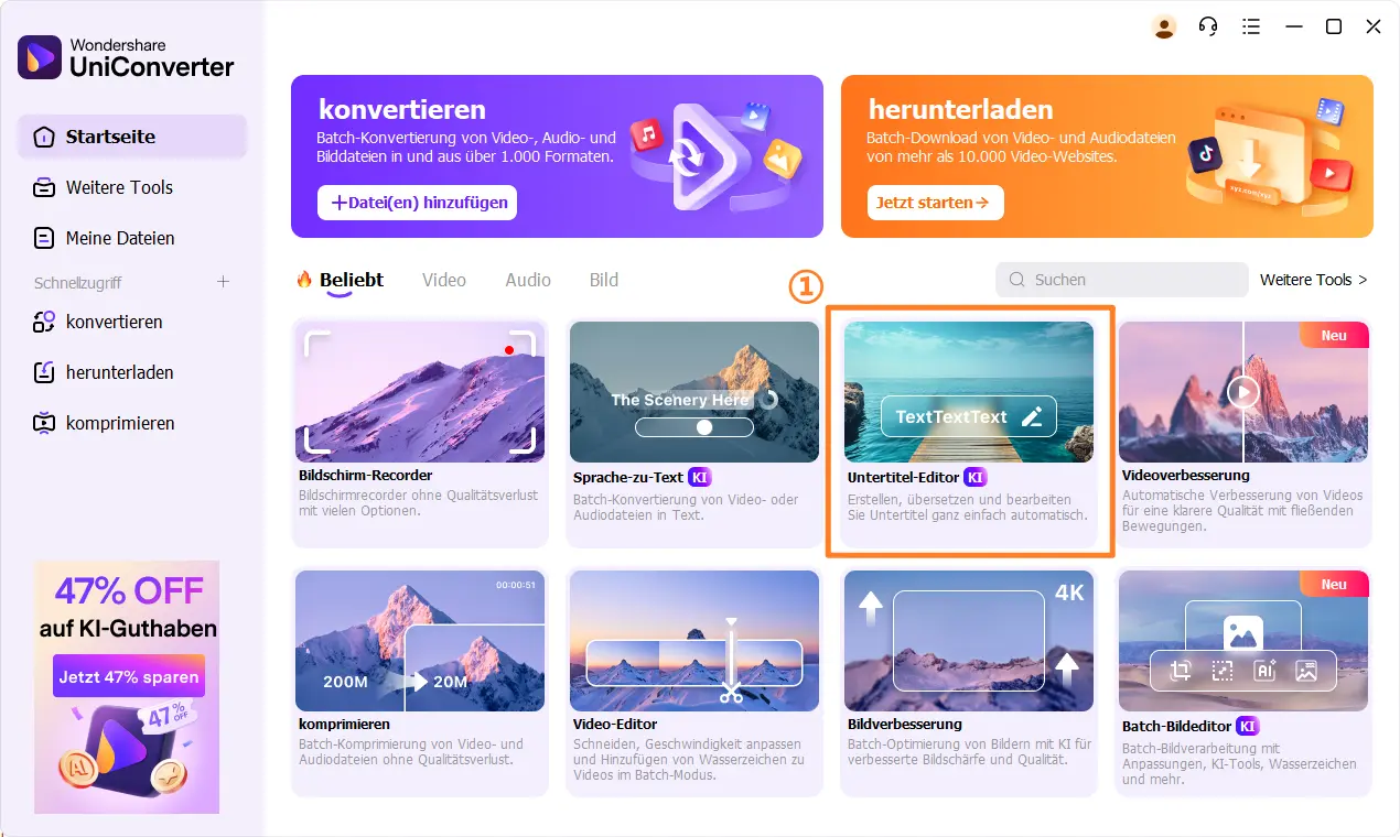 UniConverter Installation und Start – Programm für Anime Filme mit Untertiteln öffnen