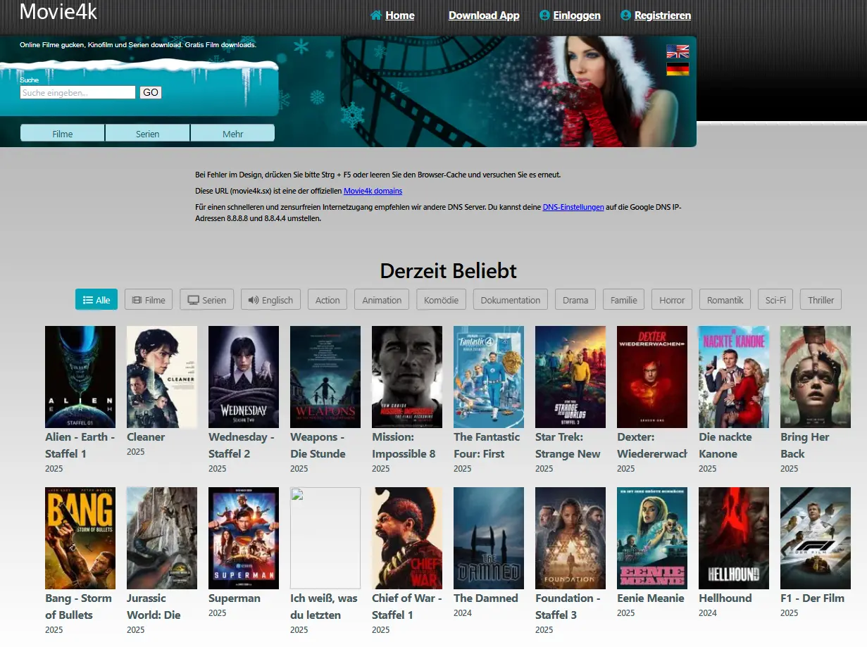 Movie4k – Große Streaming Plattform als klassische Kinox Alternative für Filme und Serien