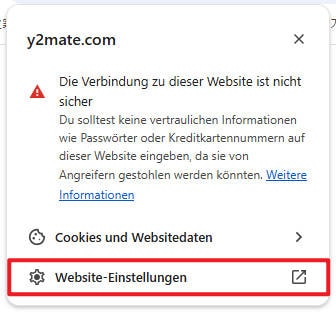 Website-Einstellungen in Chrome aufrufen