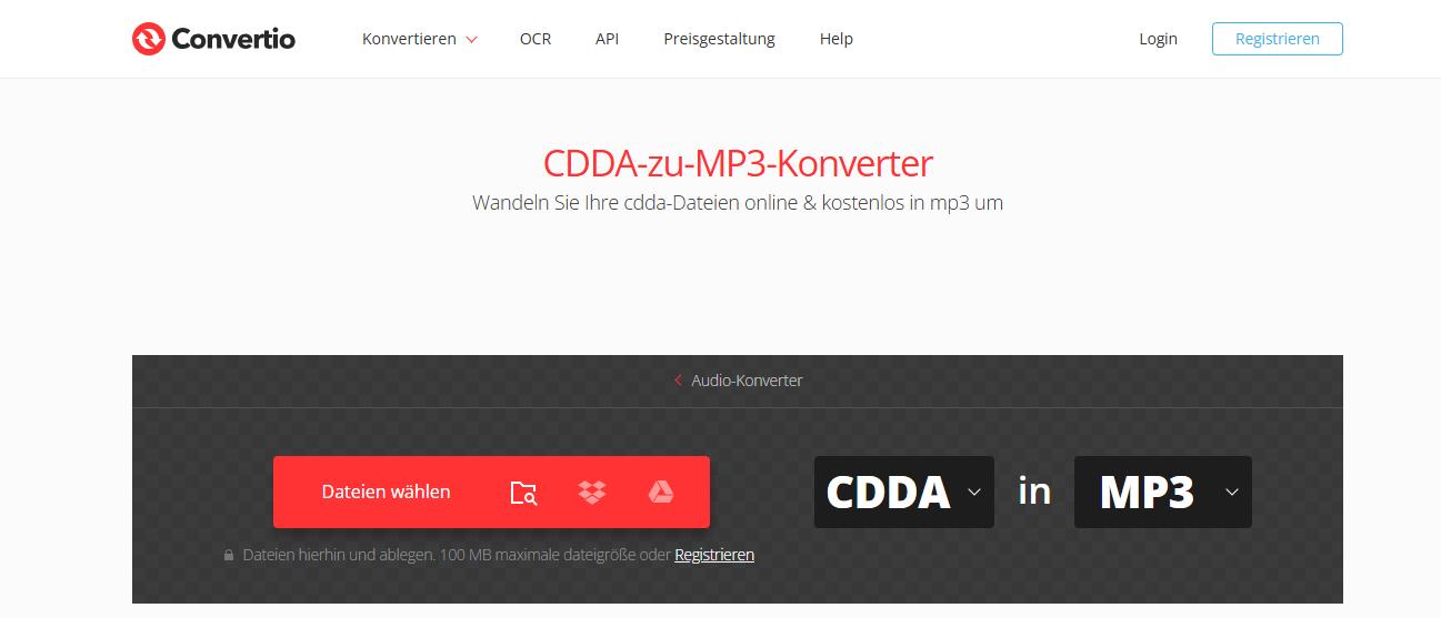 Convertio: Bequem cda zu mp3 umwandeln online