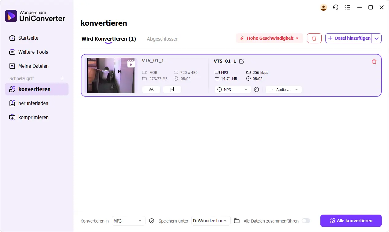 niConverter – Schritt 3: Titel auswählen