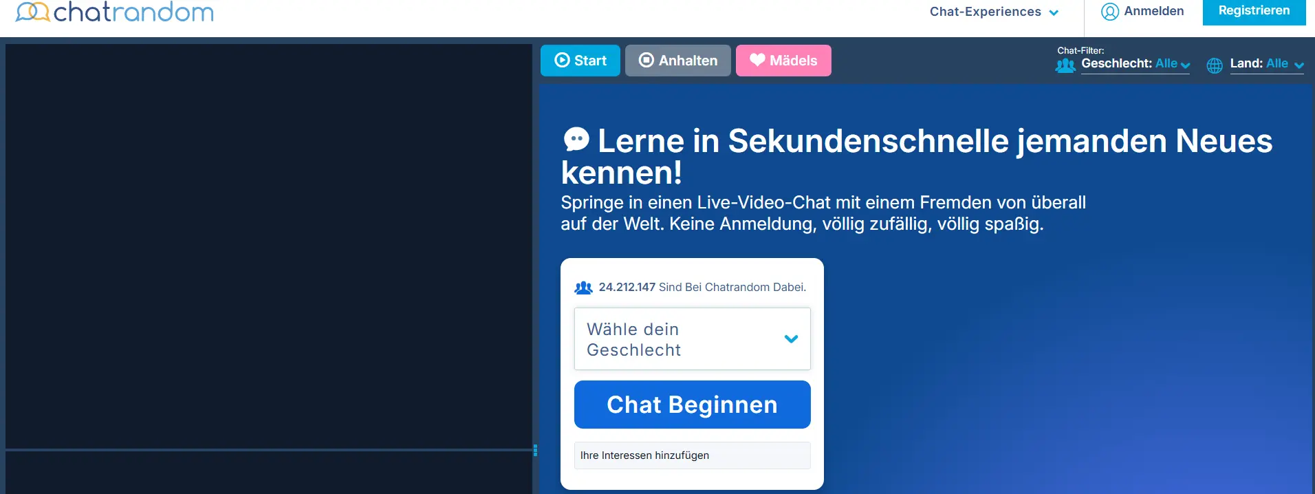 ChatRandom – Plattform für zufällige thematische Videochats