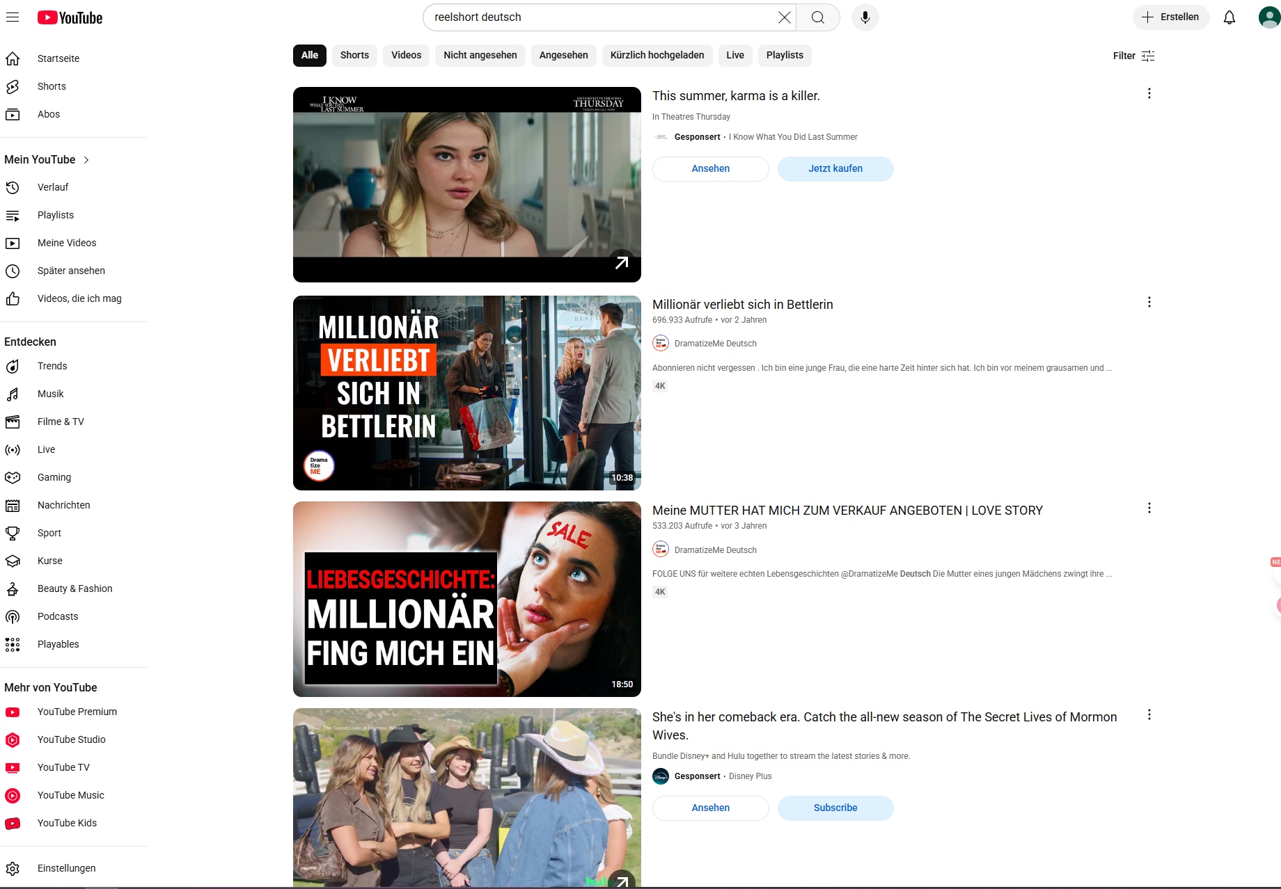 YouTube: Deutsche und internationale Kurzserien – Alternativen zu ReelShort