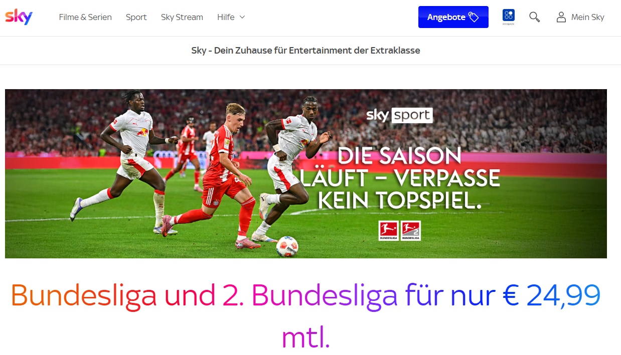 Sky Startseite – Vergleich von Bundesliga-Alternativen in DE/AT/CH