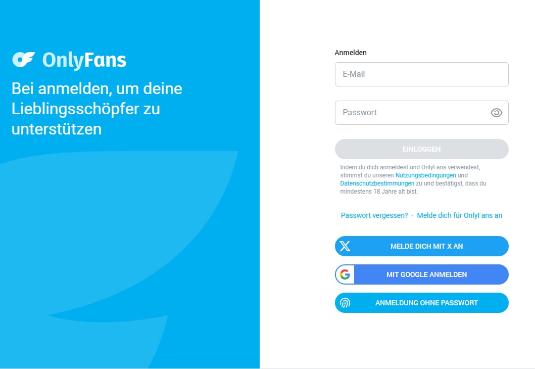 OnlyFans Anmeldung