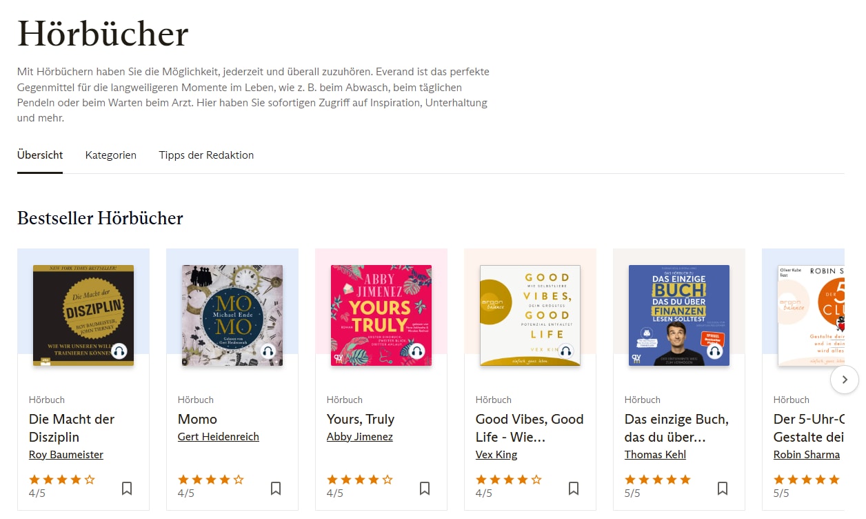 Everand: Hörbuch-Streaming als Audible Alternative für deutschsprachige Nutzer