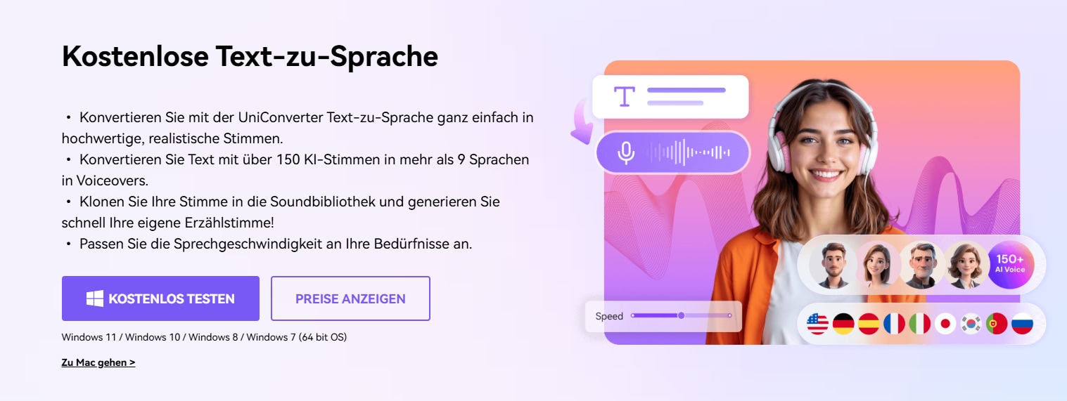 wondershare uniconverter text to speech