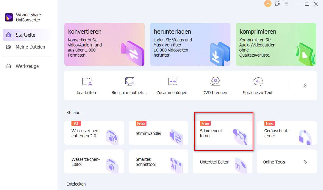 Extrahieren Sie Gesangs- und Instrumentalspuren aus beliebigen Audiodateien