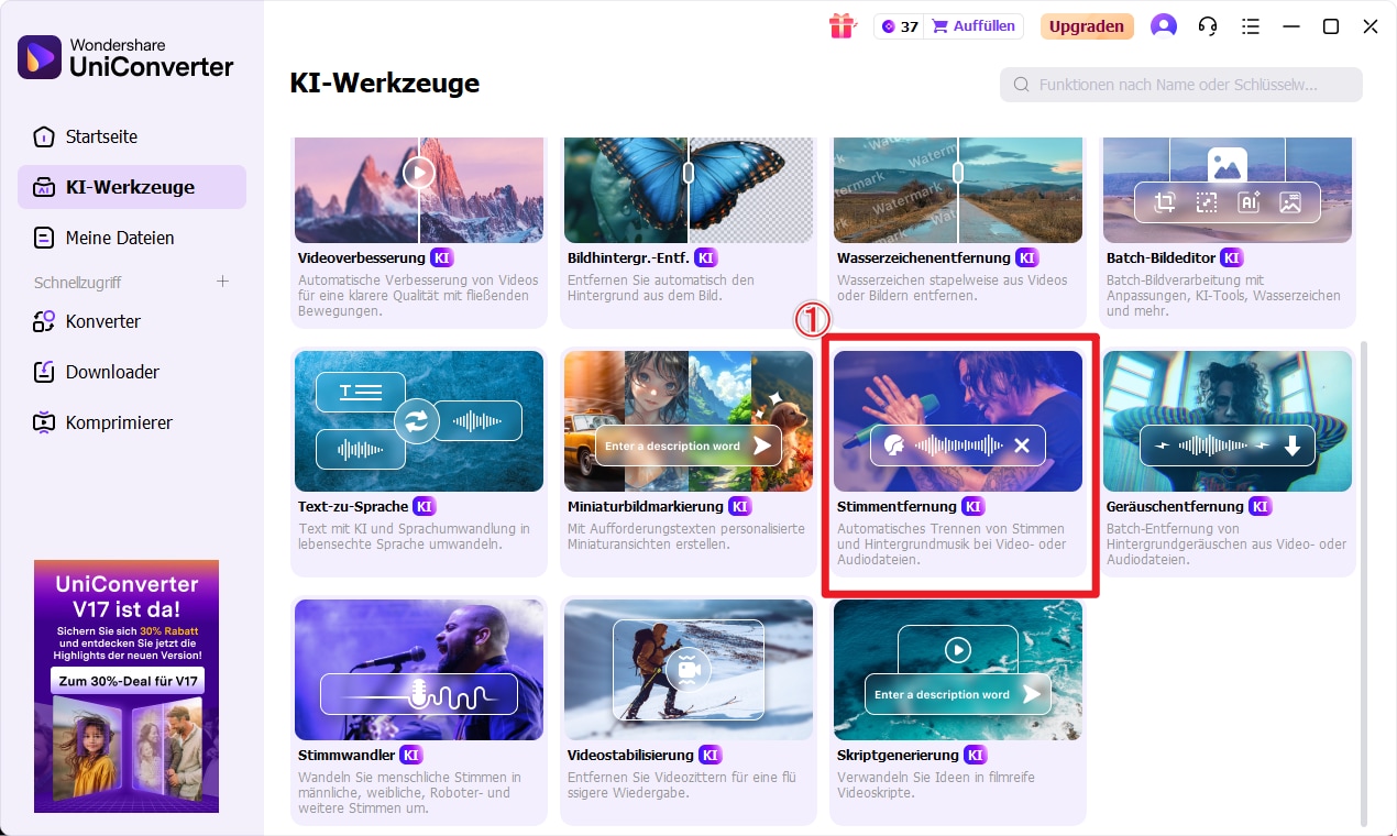Stimmenentfernung auswählen