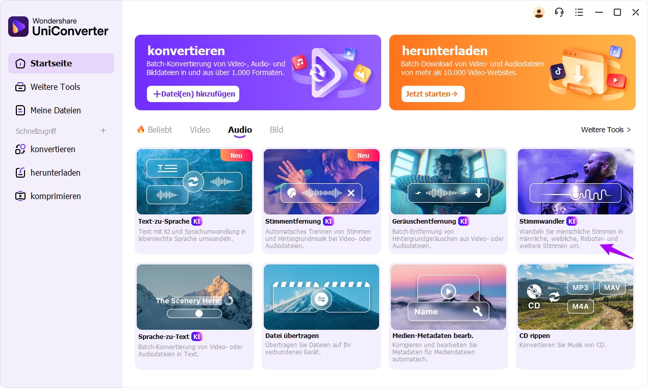 launch uniconverter voice changer