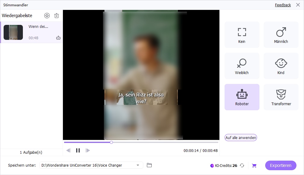 select robot voice function