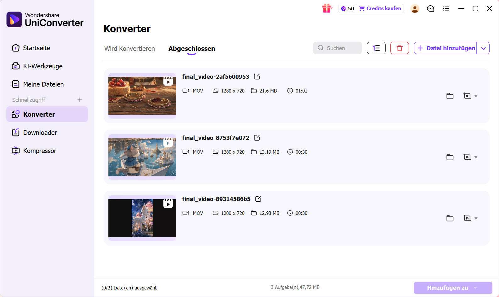 Zielordner festlegen und alle konvertieren
