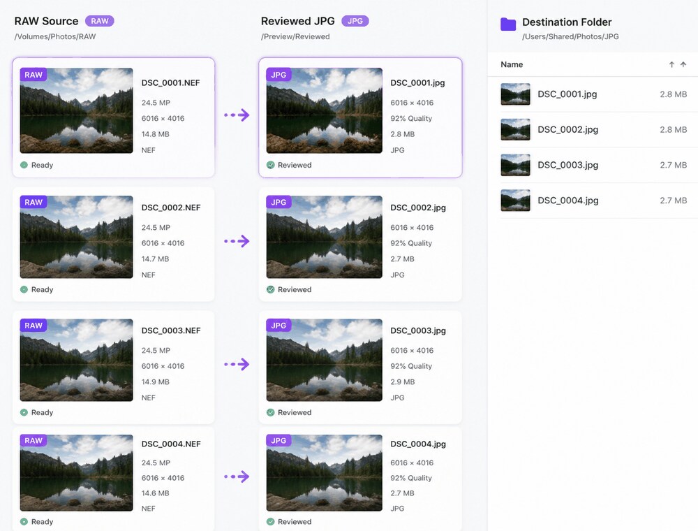 Mehrere RAW-Bilder gemeinsam in JPG umwandeln