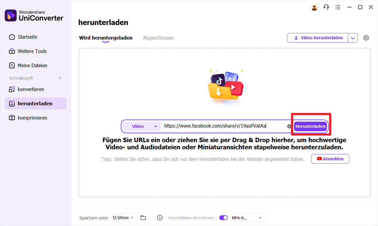 Auf den „herunterladen“-Button klicken