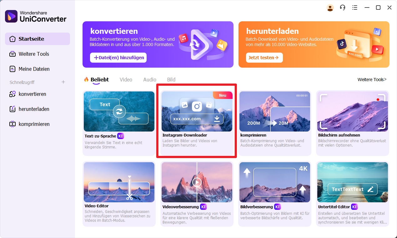 uniconverter instagram downloader