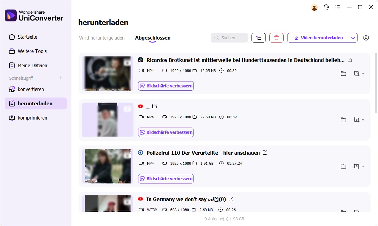 Heruntergeladene Datei finden Uniconverter