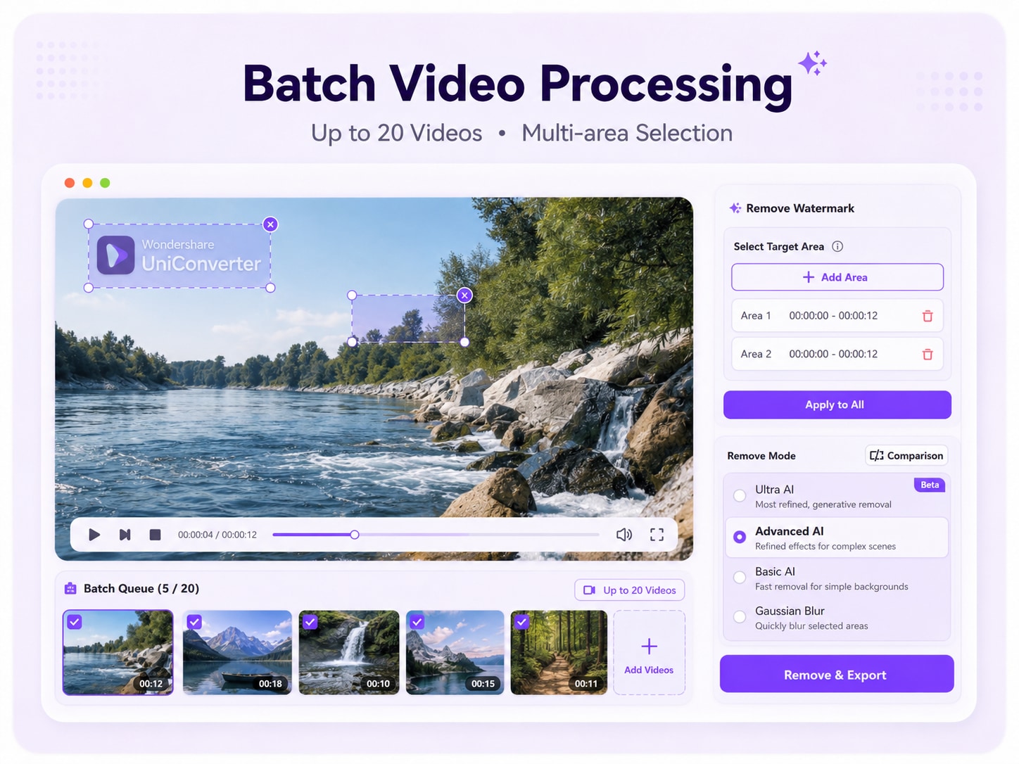 Batch Video Watermark Remover für bis zu 20 Videos