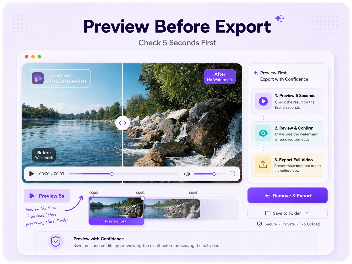 5-Sekunden-Preview vor dem Export im Video Watermark Remover