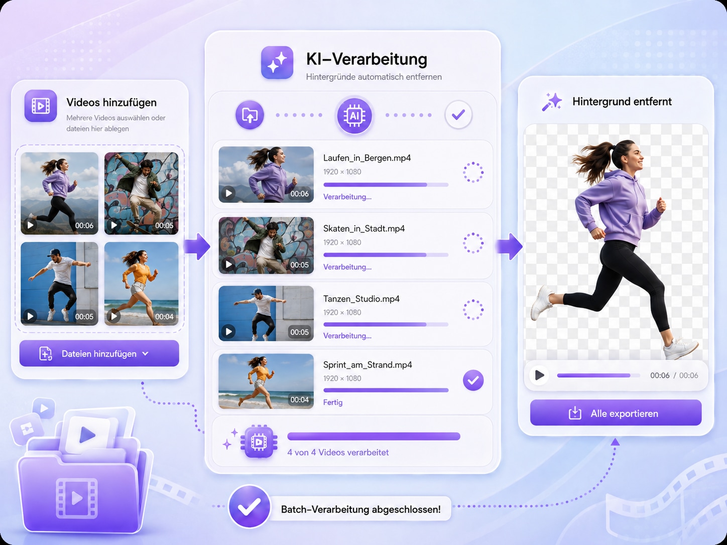 Video-Hintergrund entfernen: mehrere Videos per KI verarbeiten
