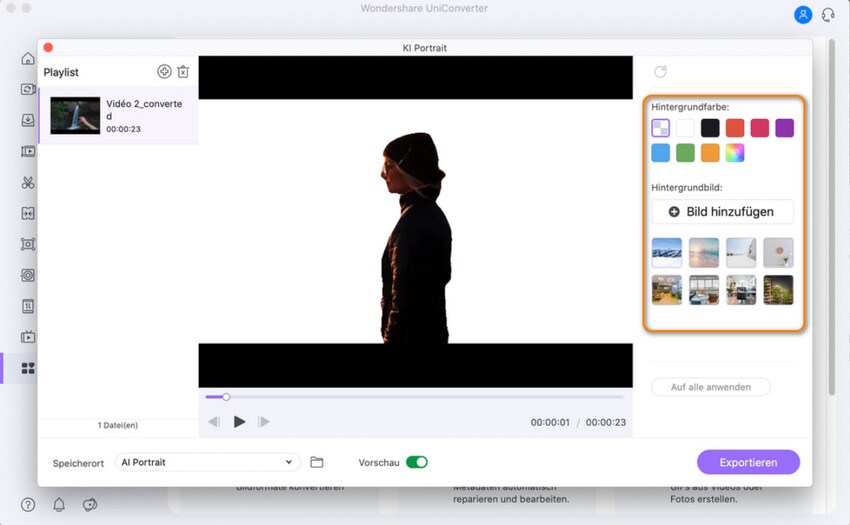 Videos importieren, um den Hintergrund zu entfernen