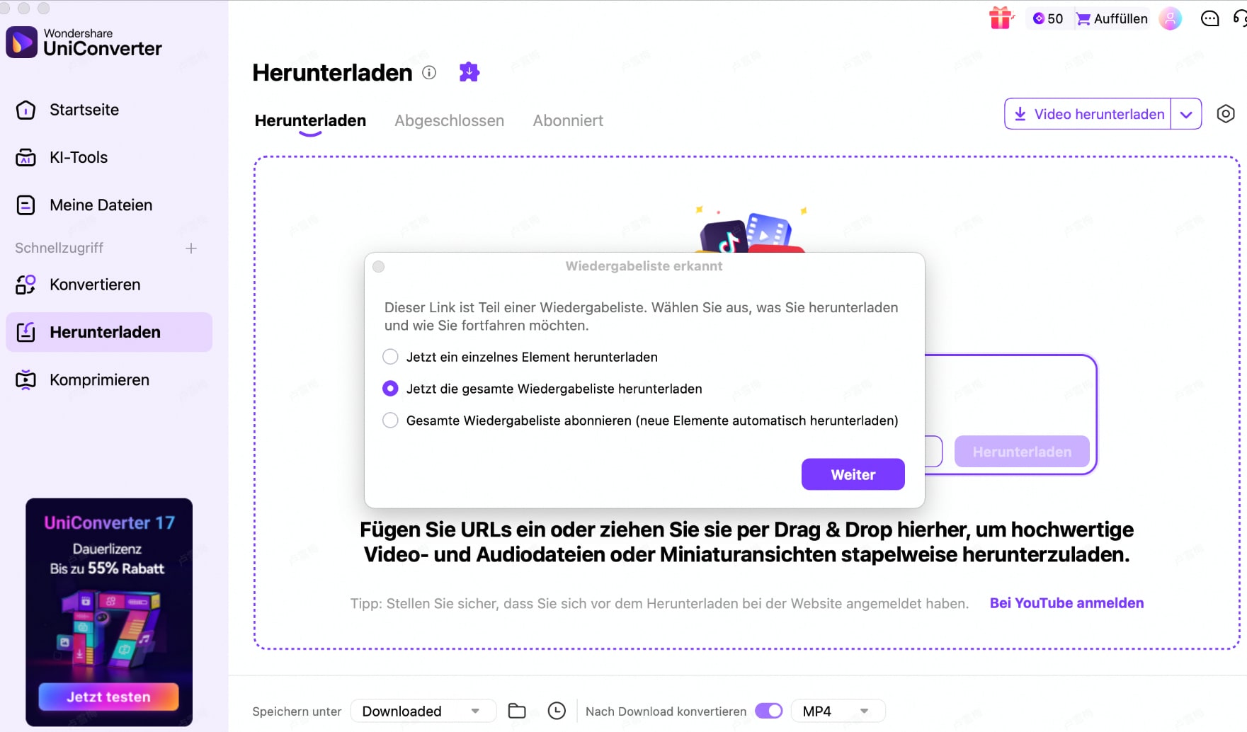 paste the link to the download section
