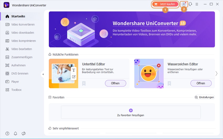 Wondershare UniConverter anmelden - Wondershare UniConverter registrieren