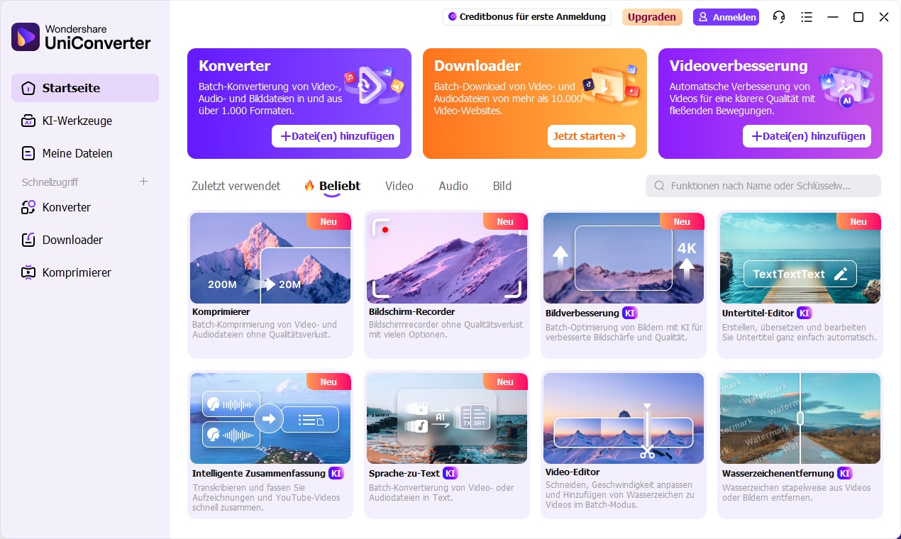 Wondershare UniConverter installieren - Wondershare UniConverter 17 starten