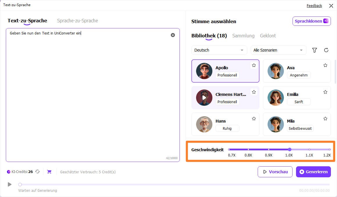 Geschwindigkeit der Stimme anpassen Schrit 2