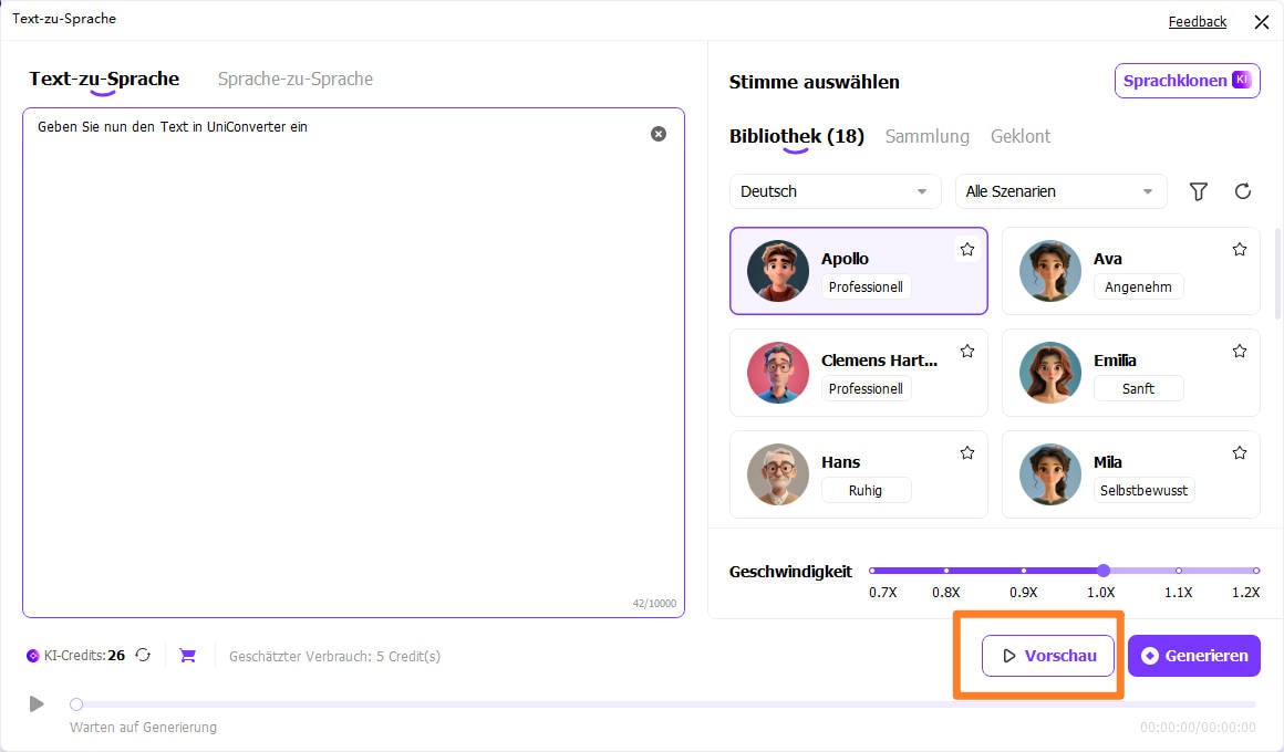 Geschwindigkeit der Stimme anpassen Schrit 3