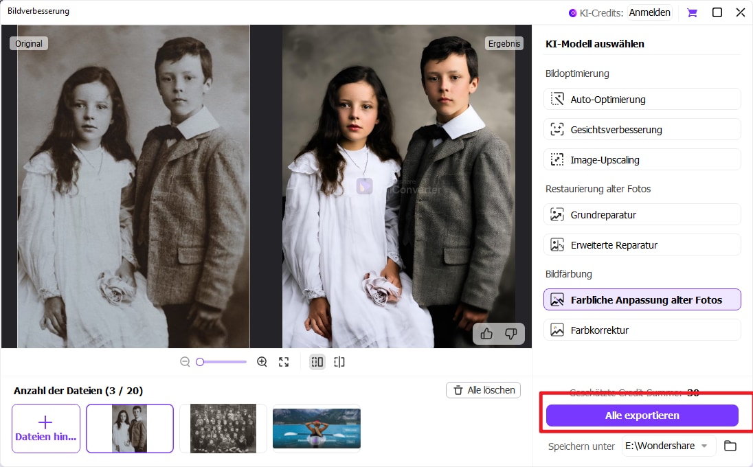 Bilder aus dem Uniconverter exportieren