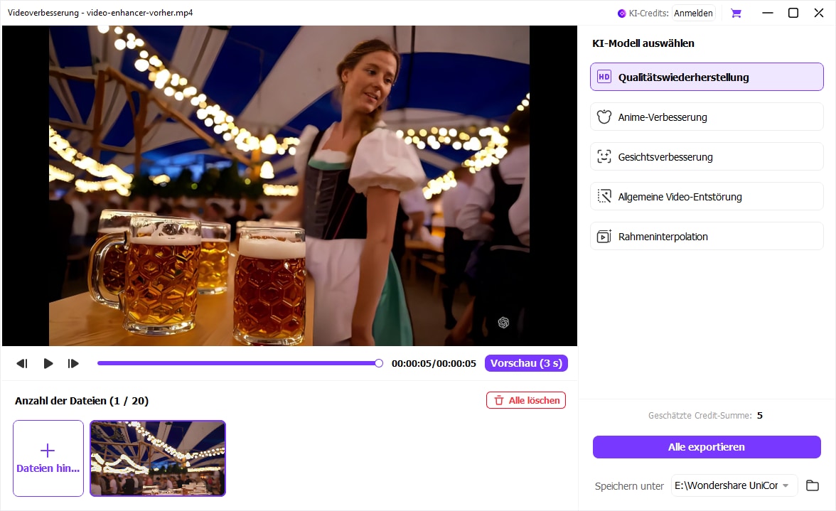 Wählen Sie das AI Video Enhancer Modell Uniconverter