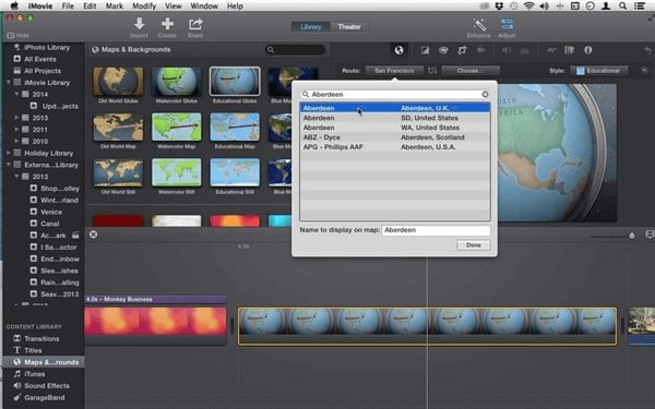 Wie man Karten und Hintergründe in iMovie für Mac verwendet