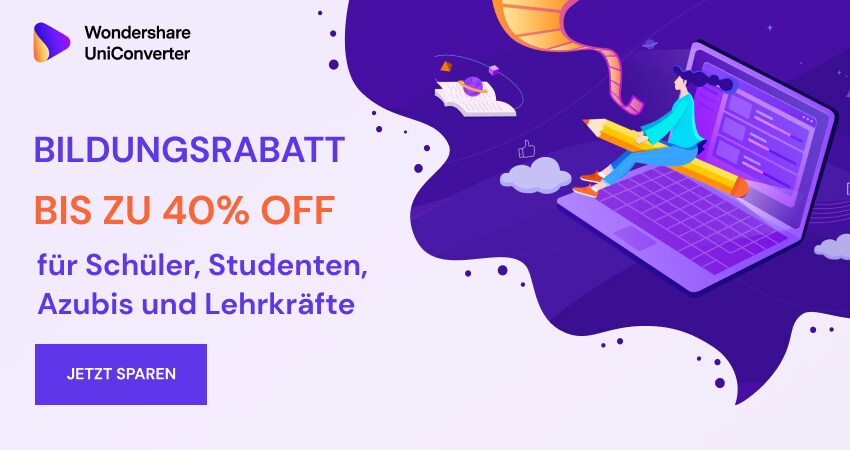 Sparen Sie mit Wonshare UniConverter Bildungsplan