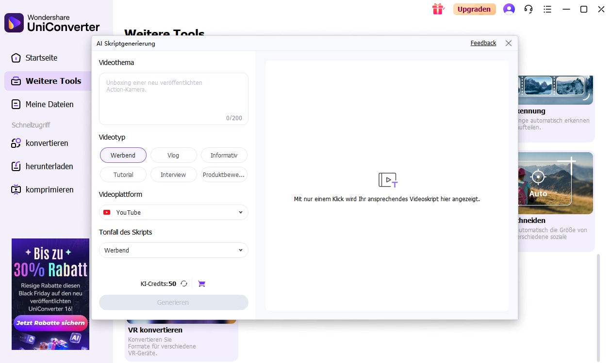 KI-Skript Generator im Uniconverter